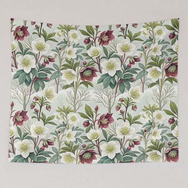 Item preview, Snowy Hellebore Winter Botanical Garden Pattern designed and sold by Storybook Botanica.