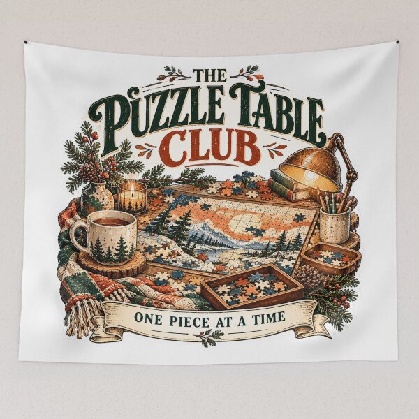 Item preview, The Puzzle Table Club Jigsaw Winter Analog Hobby Graphic designed and sold by pradeepvisuals.