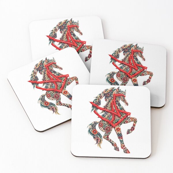 Item preview, Abstract Floral Horse with Red Linear Accent designed and sold by NeonSketch Lab.