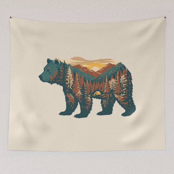 Item preview, Bear Landscape Pine Forest Sunset designed and sold by Rariks.