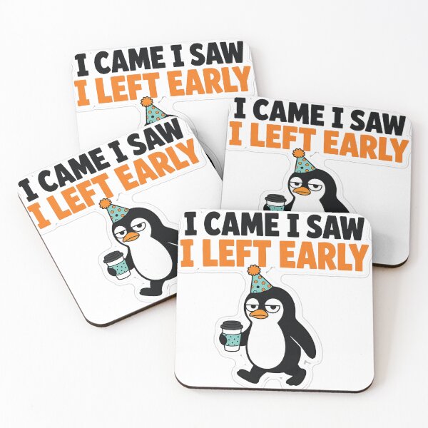 Item preview, I Came I Saw I Left Early Deadpan Penguin Introvert Sticker designed and sold by kilat42.