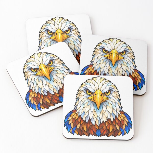 Item preview, Stained Glass Bald Eagle Bird Art designed and sold by ToobyDesigns.