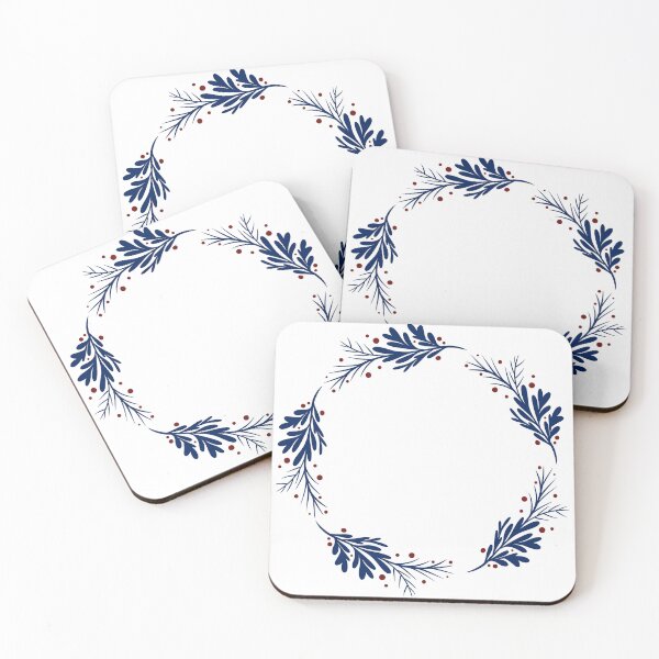 Item preview, Navy Blue Winter Foliage Wreath — Elegant Christmas Botanical Frame designed and sold by LYAN-STORE.