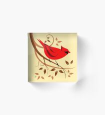 Red Northern Cardinal Stylized Art Acrylic Block