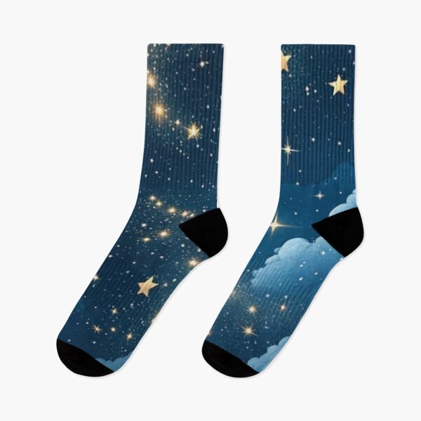 Item preview, Magical Starlit Night Sky over Pine Forest — Celestial Golden Stars & Clouds Art designed and sold by LYAN-STORE.
