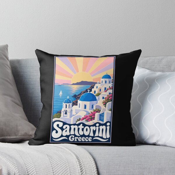 Item preview, Santorini Adventure Greece Pastel Travel designed and sold by TomFrontierArt.