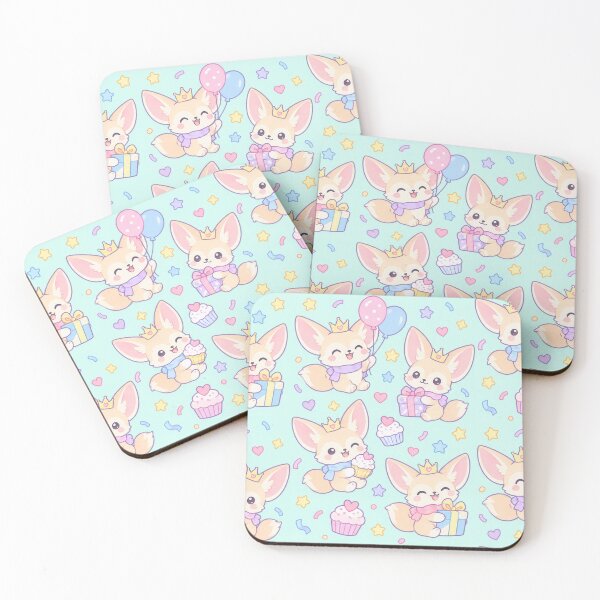 Item preview, Kawaii Birthday Baby Fennec Fox Cute Mint Pastel Party Pattern designed and sold by Soft Berry Studio.