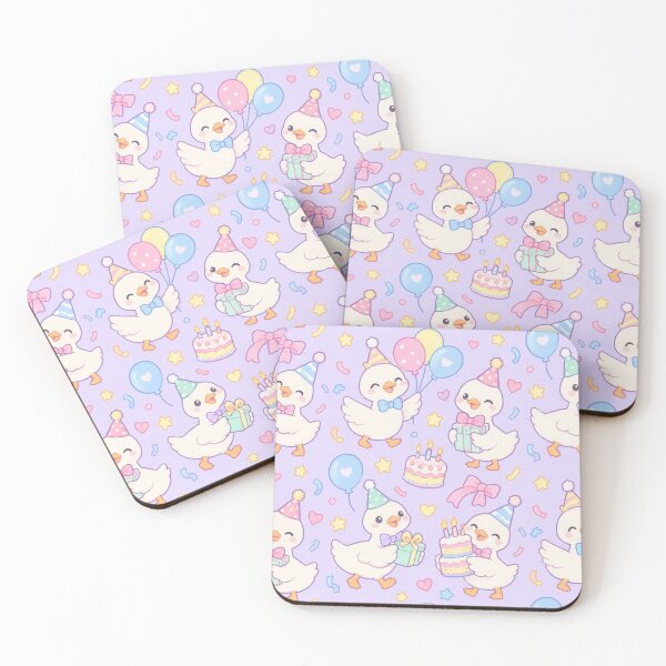 Item preview, Kawaii Birthday Baby Geese Cute Lavender Pastel Celebration Pattern designed and sold by Soft Berry Studio.