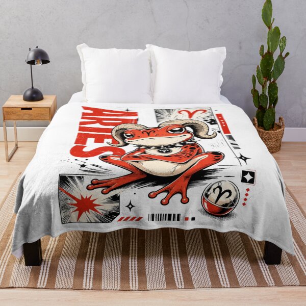 Item preview, Aries Zodiac Sign Red Anime Frog Art | Ram Horns Toad Manga Poster Gift designed and sold by illeN-Art-World.