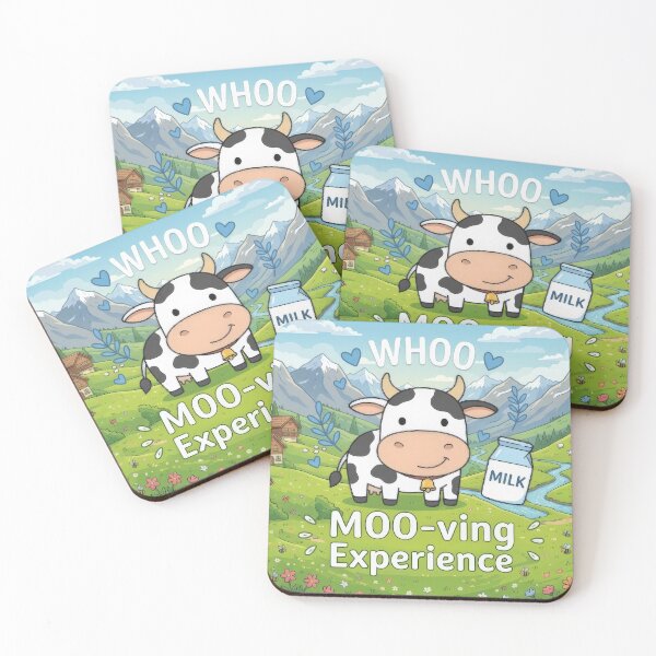 Item preview, WHOO MOO-ving Experience Cute Kawaii Cow with Milk designed and sold by VintageWolf.