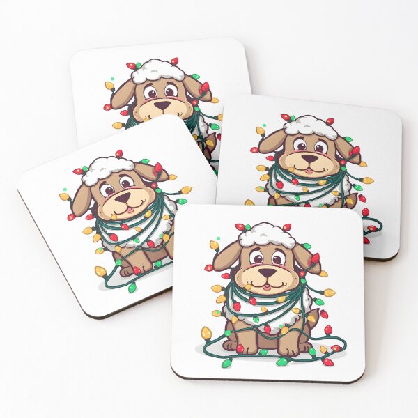 Item preview, Funny Dog Tangled in Christmas Lights Design designed and sold by LEOdesignerArt.