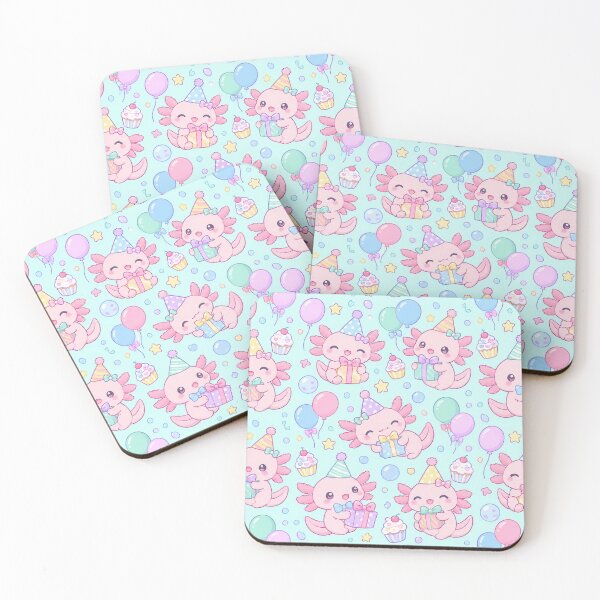 Item preview, Kawaii Birthday Baby Axolotls Cute Aqua Pastel Party Pattern designed and sold by Soft Berry Studio.