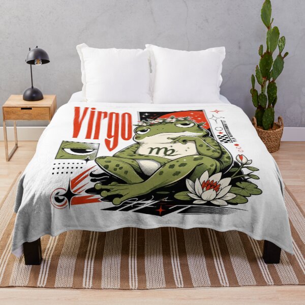 Item preview, Virgo Zodiac Sign Anime Frog Art | Floral Leaf Toad Manga Poster Gift designed and sold by illeN-Art-World.