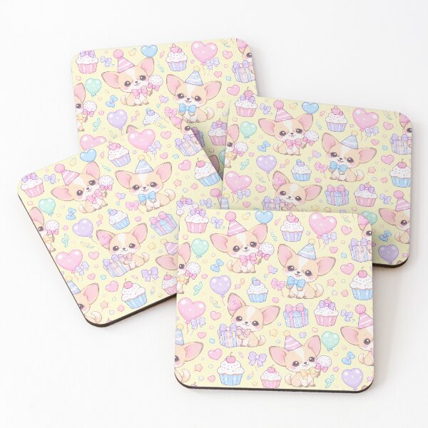 Item preview, Kawaii Birthday Chihuahua Puppies Cute Pastel Dog Party Pattern designed and sold by Soft Berry Studio.