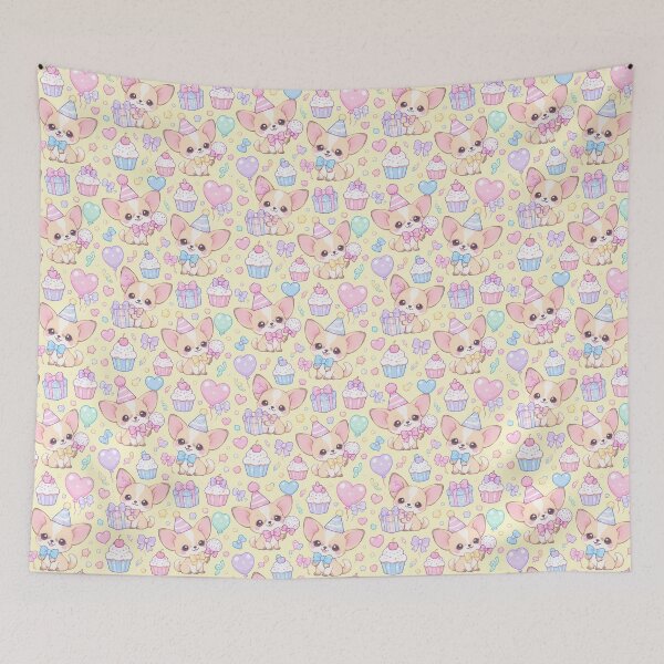 Item preview, Kawaii Birthday Chihuahua Puppies Cute Pastel Dog Party Pattern designed and sold by Soft Berry Studio.