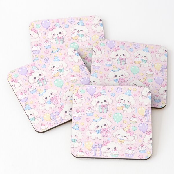Item preview, Kawaii Birthday Maltese Puppies Cute Pastel Fluffy Dog Party Pattern designed and sold by Soft Berry Studio.