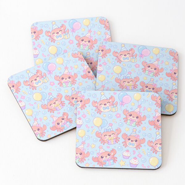 Item preview, Kawaii Birthday Baby Crabs Cute Pastel Ocean Animal Party Pattern designed and sold by Soft Berry Studio.