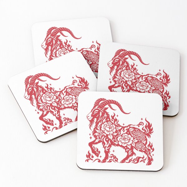 Item preview,  Red Floral Goat with Ornamental Folk Pattern designed and sold by Krasnovaovaova.