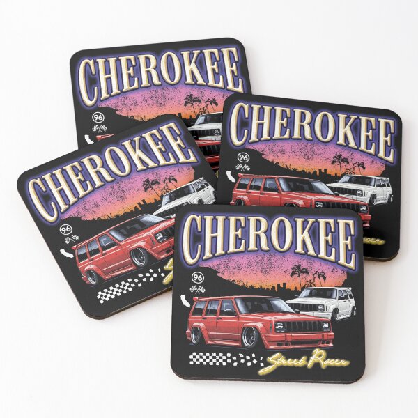 Artikelvorschau, Cherokee XJ T-Shirt mit tiefergelegtem Rock, Retro-Sonnenuntergangs-Stil, Geschenk für den Ehemann (neue Karosserie) entworfen und verkauft von Off-Road-Zone.