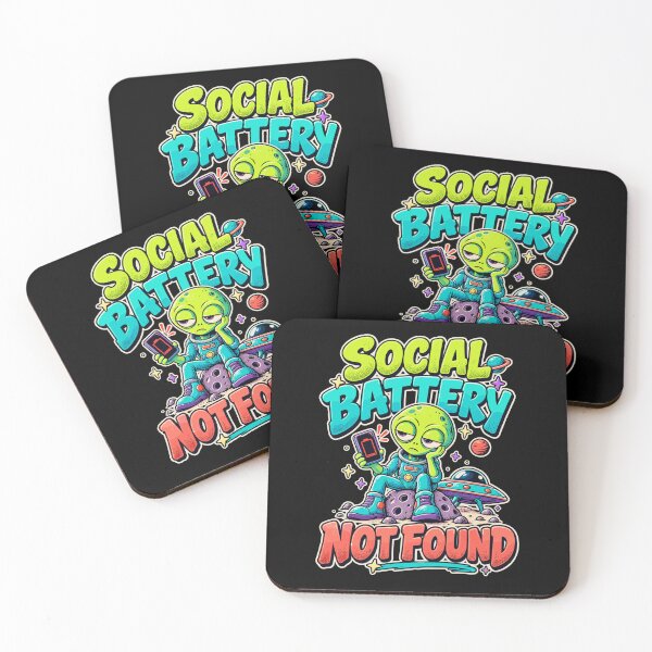 Item preview, Social Battery Not Found Introvert Alien Space Humor designed and sold by yoddel.