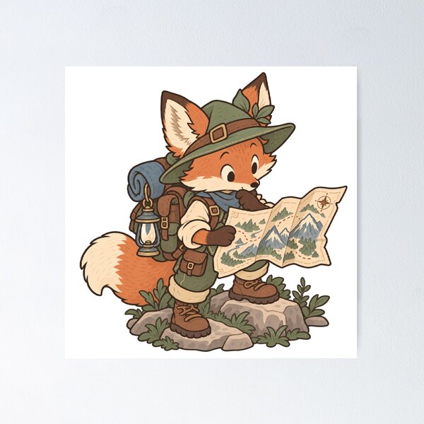 Item preview, Fox Explorer Studying a Mountain Map designed and sold by Greemo03.