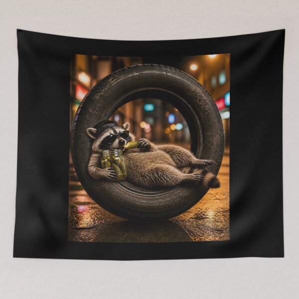 Item preview, Relax with a Raccon Eating Pickles  designed and sold by AleksandraJac05.