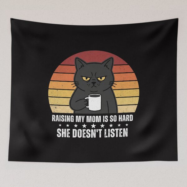 Item preview, retro-funny-cat-raising-mom designed and sold by w66aboo.