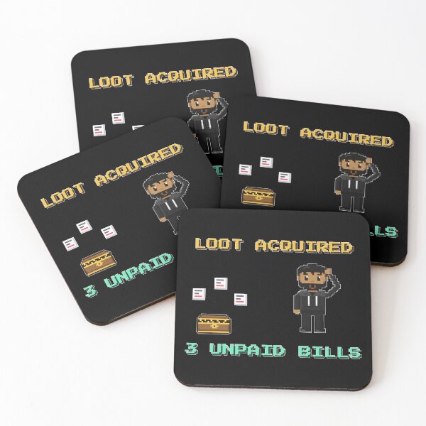 Item preview, Loot Acquired 3 Unpaid Bills – Gamer Humor Pixel Art designed and sold by Z808shop.
