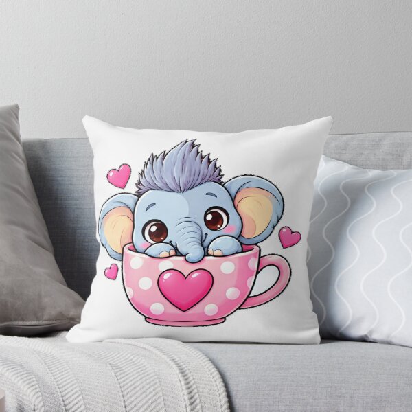 Item preview, Cute Baby Elephant Pink Heart Coffee Mug Kawaii Animal designed and sold by ArtDesignTp.