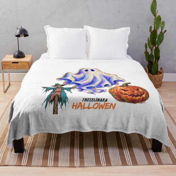 Item preview, Watercolor Ghost and Pumpkin Halloween Art designed and sold by Theselinara.