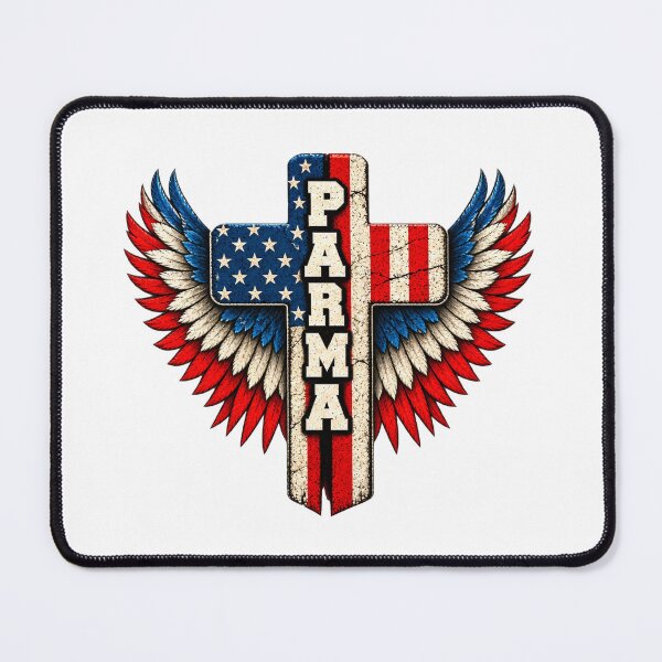 Item preview, Parma Ohio American Flag Patriotic Eagle Wings Cross designed and sold by ArtDesignTp.