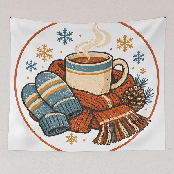 Item preview, Cozy Winter Tea Mug with Knit Mittens and Scarf designed and sold by Mega-Shopping.