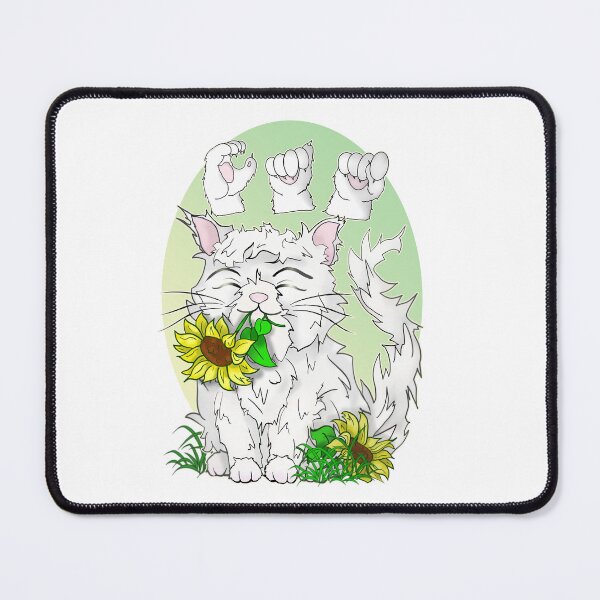 Item preview, ASL happy white cat designed and sold by BeingNow.