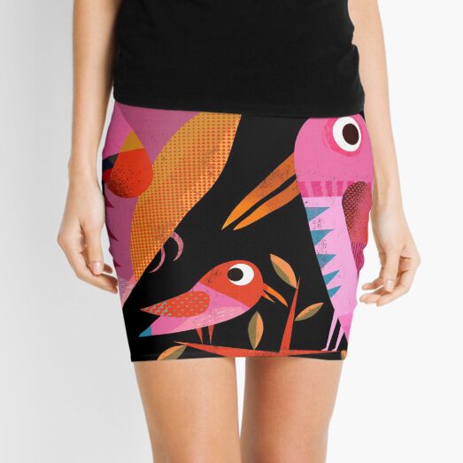 Three Birds at Night Mini Skirt
