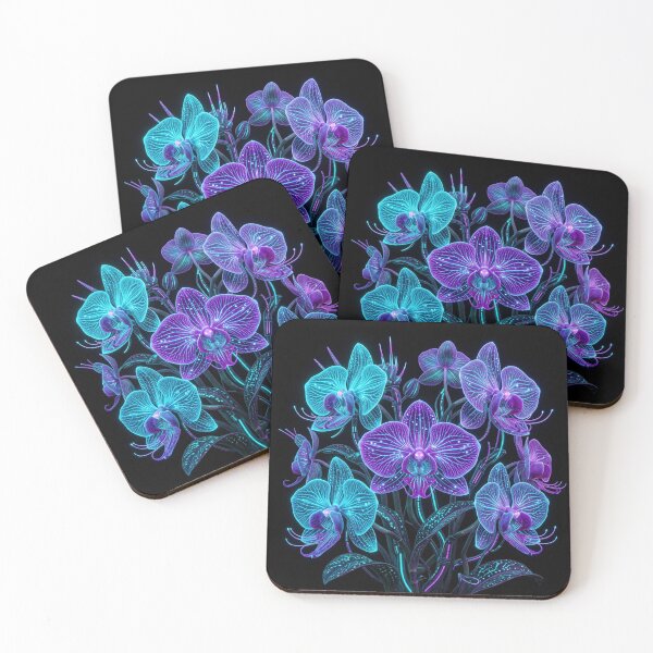 Item preview, Neon Glow Orchid Bouquet Botanical Flower Art designed and sold by Owcomm.