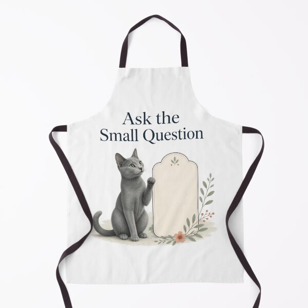 Item preview, Russian Blue Learner Cat Raising a Paw to Ask a Question designed and sold by PurrBloom Studio.