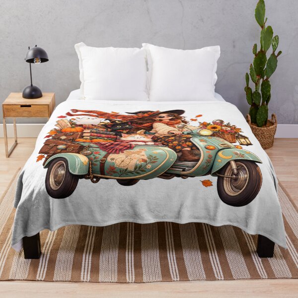 Item preview, Whimsical Autumn Scooter Adventure – Vintage Fall Travel Art designed and sold by PaginaBrew.