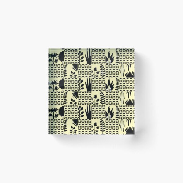 Item preview, Pattern of Squares Tropical Botanical Plants designed and sold by MarketdeLuis.