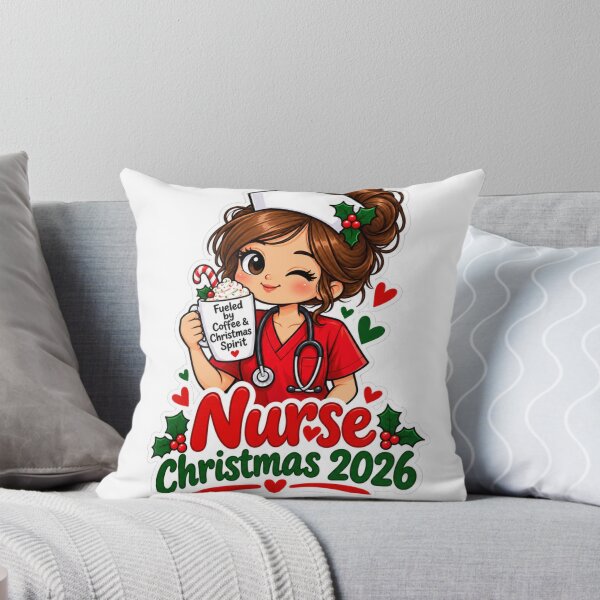 Item preview, Fueled By Coffee And Christmas Spirit Nurse Christmas 2026 Cute Kawaii Sticker designed and sold by Neworld24.