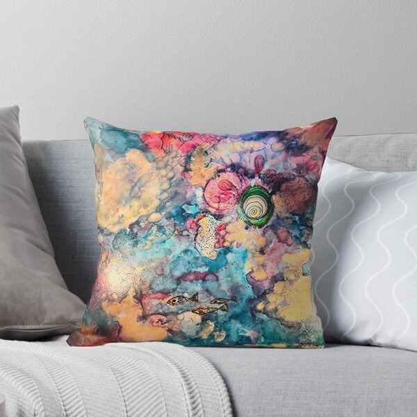 Item preview, Underwater Fish splashes of gold, blue and red abstract ocean designed and sold by Nomad Nikki – Abstract Fluid Artist & Full-Time Traveler.
