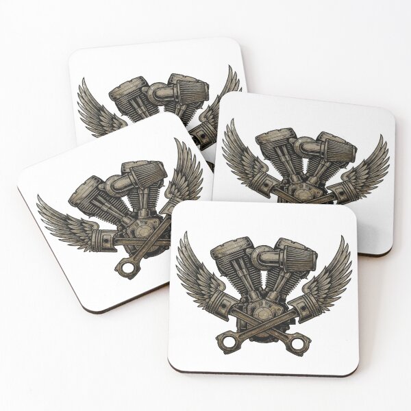 Item preview, V-Twin Motorcycle Engine Wings Illustration designed and sold by Rahat3344.
