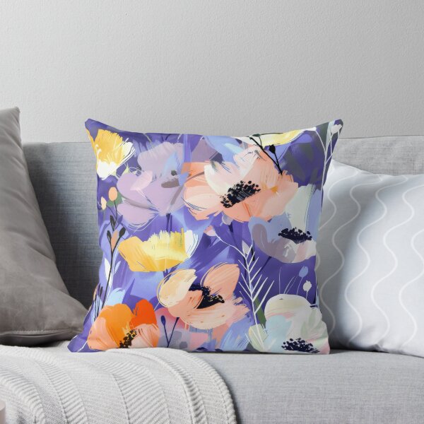 Aperçu de l'œuvre Fleurs féeriques lilas et bleu, style abstrait moderne créée et vendue par DEC02.