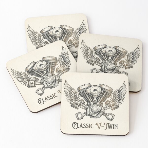 Item preview, Classic V-Twin Motorcycle Engine Wings Art designed and sold by Rahat3344.