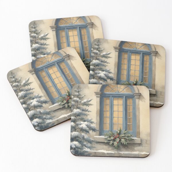 Item preview, Holly at the Blue Arched Winter Window designed and sold by LineAndShape.