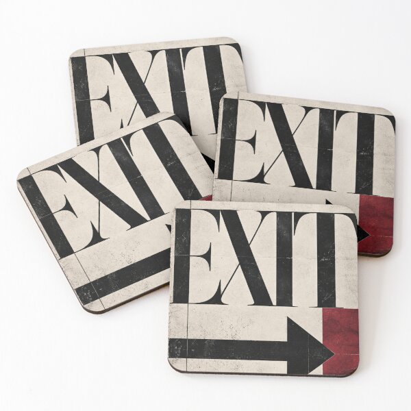 Item preview, EXIT Vintage Directional Sign Typography Art designed and sold by tmoca.