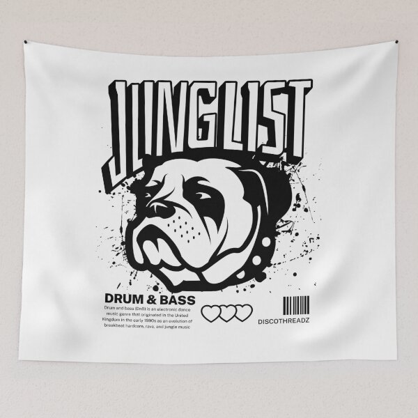 Item preview, JUNGLIST - Bulldog DNB (Black) designed and sold by Discothreadz.