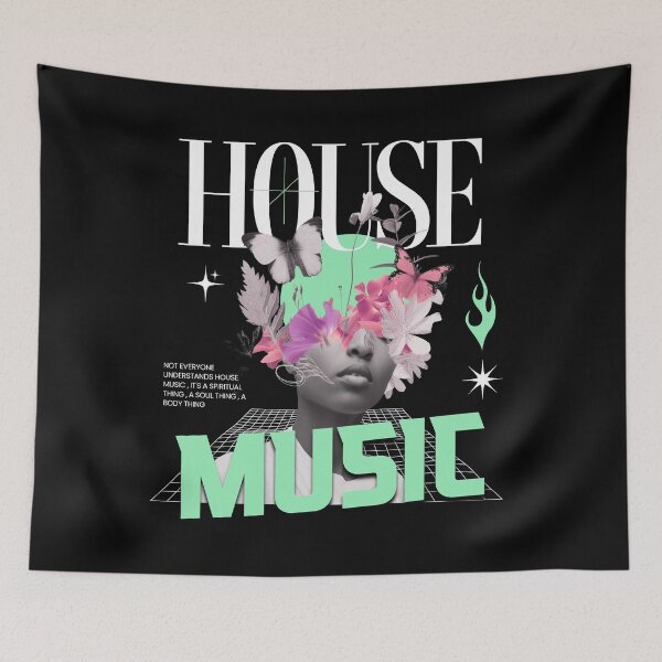 Item preview, HOUSE MUSIC - Mind Collage (White) designed and sold by Discothreadz.