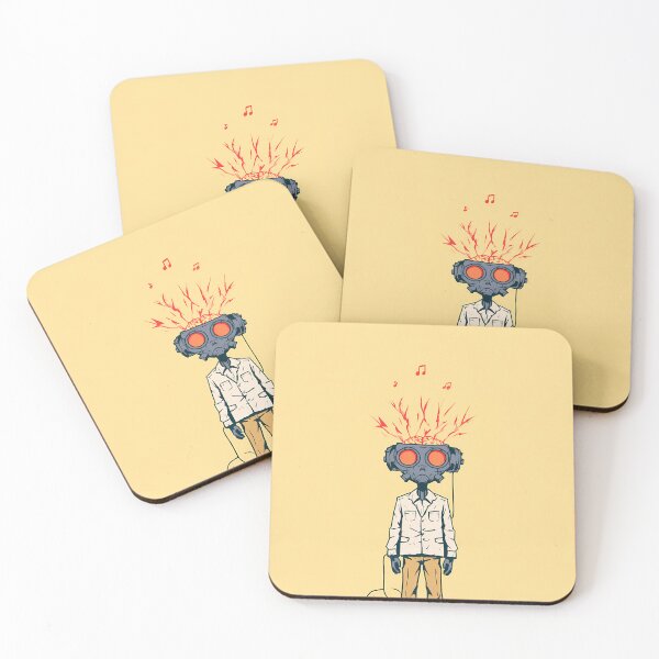 Item preview, Cyborg Character Exposed Brain Musical Notes Surreal Art designed and sold by Lunat1kk.