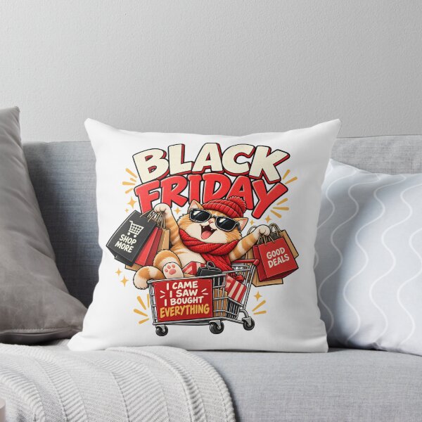 Item preview, Funny Black Friday Shopping Cat designed and sold by VYRON STUDIO.