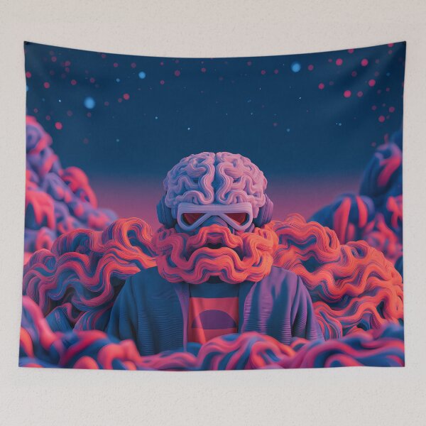 Item preview, Cosmic Brain Character Neon Wave Abstract Art designed and sold by Lunat1kk.